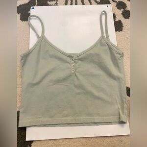 John Galt sage green button front tank